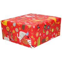 Inpakpapier/cadeaupapier rood dierentuin dieren 200 x 70 cm   - - thumbnail