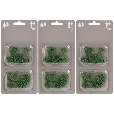 Kerstbalhaakjes - 120x stuks - groen - 3,5 cm - metaal - kerstboomhaakjes