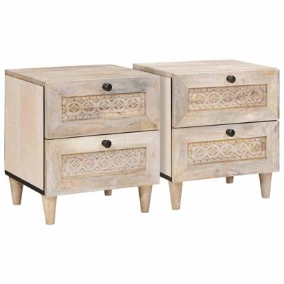 Nachtkastje 2 pcs Beige 40 x 33 x 46 cm massief mangohout