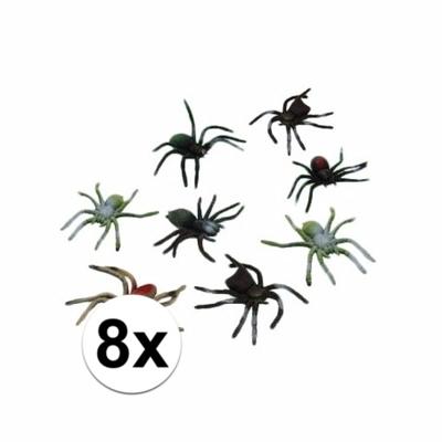 Griezelige spin speelfiguur - 8x - 10 cm - Halloween/Horror decoratie