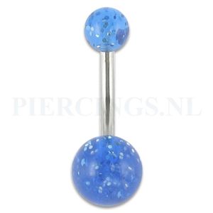 Navelpiercing acryl glitter licht blauw