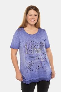 Ulla Popken Shirt, A-lijn, pailletten, gevlamde jersey - Grote Maten Ulla Popken Shirt, A-lijn, pailletten, gevlamde jersey - Grote Maten