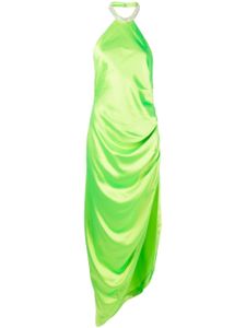 Retrofete robe longue en satin Maria à dos nu - Vert