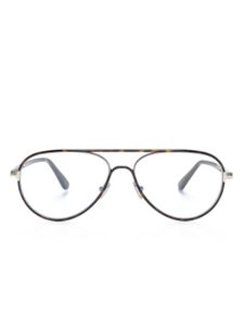 TOM FORD Eyewear lunettes de soleil pilote à effet écailles de tortue - Marron