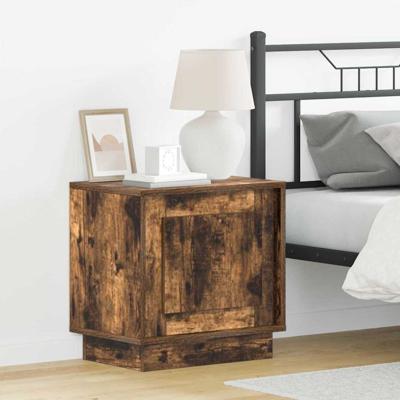 Nachtkastje 2 pcs Gerookt eiken 44 x 34,5 x 45 cm Bewerkt hout