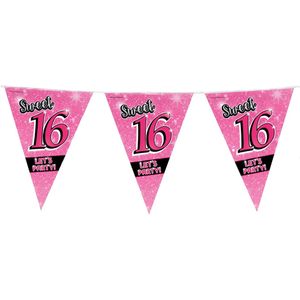 16 jaar vlaggenlijnen Sweet 16 roze 10 meter