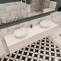 Mondiaz Lush Barco badmeubel underlayment 180 cm 2 lades mdf 2 waskommen beide zijden 2 kraangaten