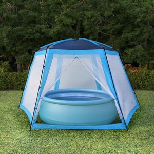 VidaXL Zwembadtent 660x580x250 cm stof blauw