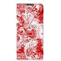 Mobiel BookCase Motorola Edge 30 Pro Angel Skull Rood