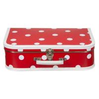 Kinderkoffer polkadot - rood / wit - 35 cm - karton - logeerkoffer / opbergkoffer - kraamcadeau
