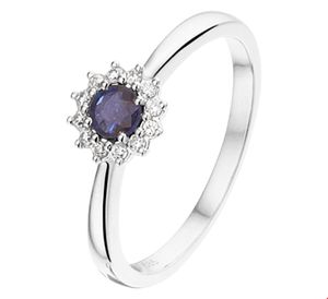 TFT Ring Saffier En Diamant 0.09ct H P1 Witgoud