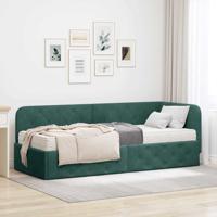 Hoekbedframe met matras Donkergroen 80 x 200 cm Fluweel