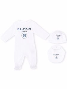 Balmain Kids grenouillère à logo imprimé - Blanc