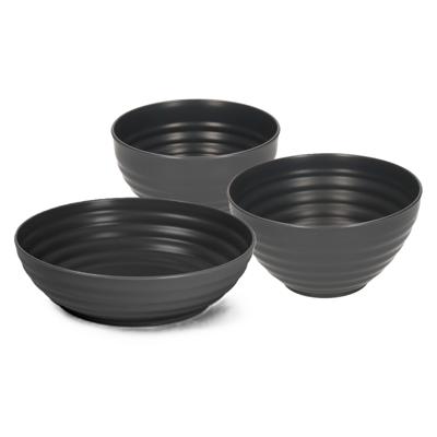 Plasticforte onbreekbaar servies kommetjes - zwart - kunststof - 13 x 7 cm - 15 x 8 cm - 19 x 5 cm