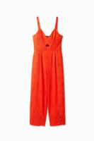 Lange gevlokte jumpsuit - ORANGE - M