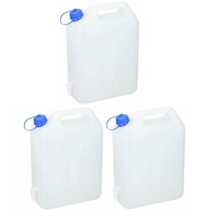 Jerrycan voor water - 3x - 20 liter - Kunststof - met kraantje en dop