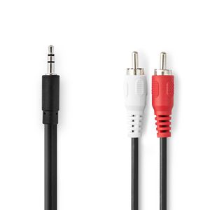 Stereo-Audiokabel | 3,5 mm Male - 2x RCA Male | 1,0 m | Zwart