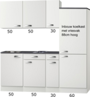 Kitchenette 190cm Lagos wint glans incl inbouw koelkast RAI-301 Kitchenette 190cm Lagos wint glans incl inbouw koelkast RAI-301