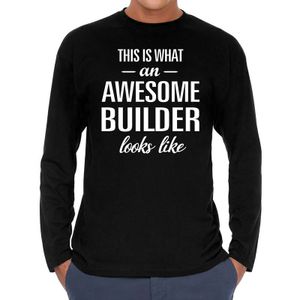 Awesome builder / bouwvakker cadeau t-shirt long sleeves heren 2XL  -