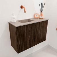 Toiletmeubel Mondiaz Joya Dlux | 60 cm | Meubelkleur Walnut | Faye wastafel Saba Wasbak Links | Zonder kraangat(en)