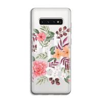 Hello in flowers: Samsung Galaxy S10 4G Transparant Hoesje - thumbnail