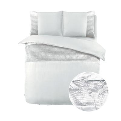 Dekbedovertrek Velvet Band - Eenpersoons (140x220 cm) - Wit Microvezel - Dessin: Effen - Sleeptime - Dekbed-Discounter.nl