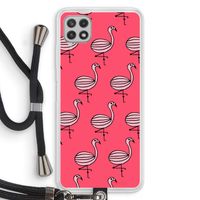 Flamingo: Samsung Galaxy A22 4G Transparant Hoesje met koord