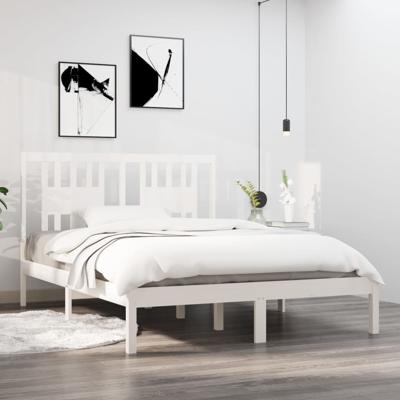 Bedframe massief grenenhout wit 120x200 cm