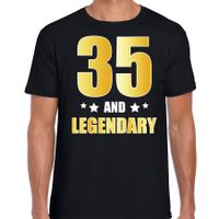 35 and legendary verjaardag cadeau t-shirt goud 35 jaar zwart voor heren