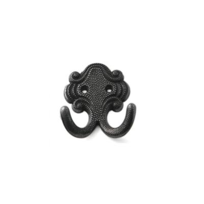 Luxe kapstokhaken / jashaken / kapstokhaakjes zamac - zwart - dubbele haak - 6,7 x 5,2 cm