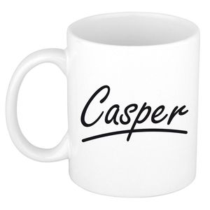 Casper voornaam kado beker / mok sierlijke letters - gepersonaliseerde mok met naam - Naam mokken
