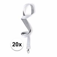 20 witte lanyards gemaakt van polyester 50 x 2 cm