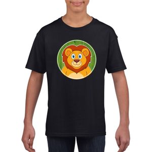 Dieren leeuw shirt zwart jongens en meisjes