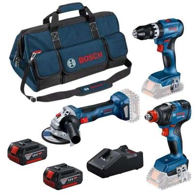 Pakket 3 Gereedschap 18V GSB/GDX/GWS -BOSCH - met 2 accu's 5,5Ah - lader - tas - 0615990N31
