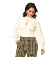 Unique Vintage Keyhole Blouse Vanille Ivory-XL