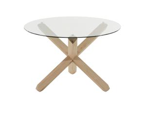 Kave Home Kave Home Lotus, Lotus ronde glazen tafel met massief eiken poten Ø 120 cm (mtk0123)