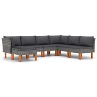 vidaXL 7-delige Loungeset met kussens poly rattan grijs