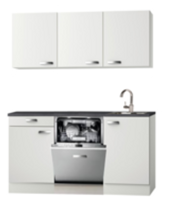 Kitchenette 160cm wit glans met vaatwasser NEW-4490