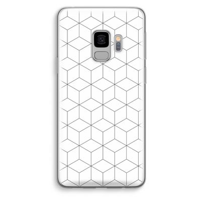 Zwart-witte kubussen: Samsung Galaxy S9 Transparant Hoesje