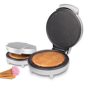 Ijshoorntjesmaker / Comfortbakery Met Hoogwaardige Bakplaat Van 25,5cm Trebs 99263 Zilver
