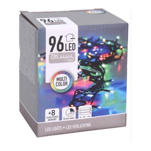 Kerstverlichting - 96 led lampjes - gekleurd - 700 cm - batterij - zwart snoer