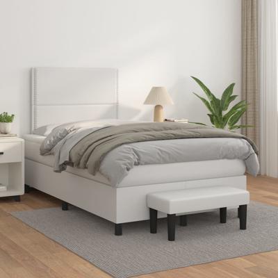 Boxspring met matras kunstleer wit 120x200 cm