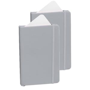 Notitieboekje met harde kaft en elastiek - 2x - zilver - 9 x 14 cm - 100 blanco paginas