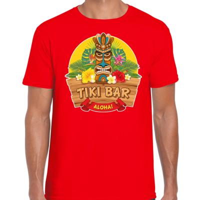 Hawaii party feestkleding t-shirt - tiki bar Aloha - voor heren - rood - verkleedkleding Hawaii party feestkleding t-shirt - tiki bar Aloha - voor heren - rood - verkleedkleding