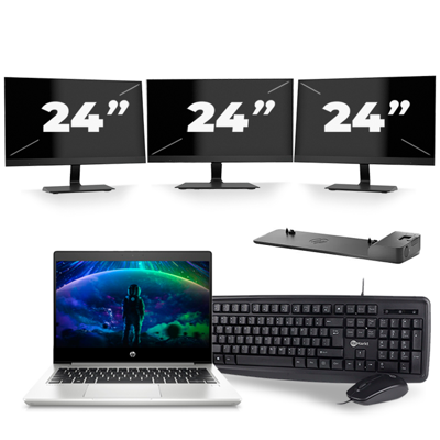 HP ProBook 430 G6 - Intel Core i5-8e Generatie - 13 inch - 16GB RAM - 256GB SSD - Windows 11 + 3x 24 inch Monitor