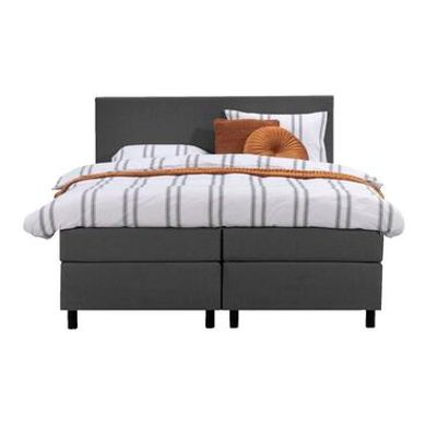 Boxspring Liv egaal - antraciet - 180x200 cm - ronde poot - Leen Bakker