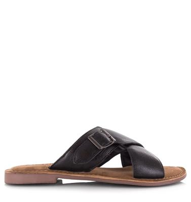 Lazamani - Leren mules black met gekruis Leer Dames