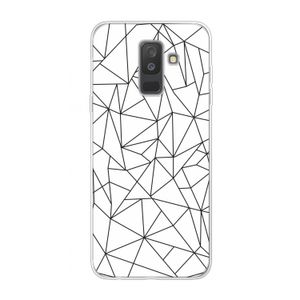 Geometrische lijnen zwart: Samsung Galaxy A6 Plus (2018) Transparant Hoesje