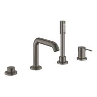 GROHE Essence New afbouwdeel voor 4-gats badrandcombinatie met omstel incl. baduitloop, handdouche en doucheslang 200cm brushed hard graphite 19578AL1