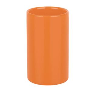 Spirella Badkamer drinkbeker/tandenborstelhouder Sienna - porselein - glans oranje - 7 x 11 cm - Tandenborstelhouders